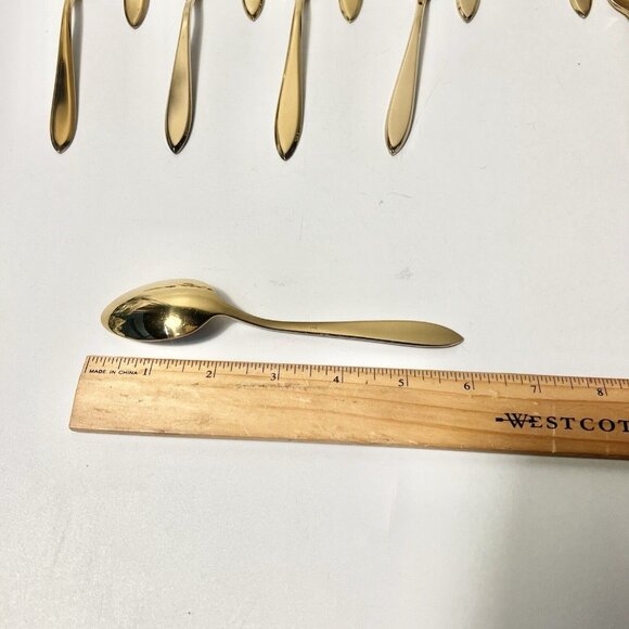15 Vintage Dirilyte Derigold Regal 6" Teaspoons Gold Tone Flatware - Picture 2 of 4
